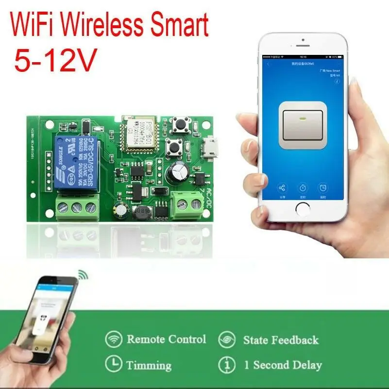 DYKB dc 5V 12V Sonoff WiFi беспроводной смарт переключатель релейный модуль контроллера для