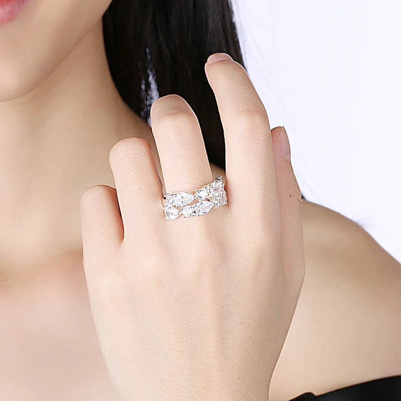 

Fashion Jewelry Silver Color Ring White Stone Gift Party Anniversary Engagement Wedding Ring For Women R2144