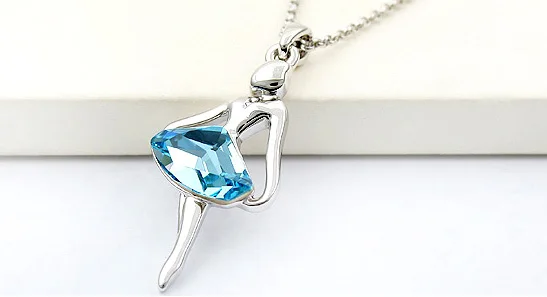 

ANNGILL Bijoux Dancing Angel Necklace Crystals from Swarovski Top Quality Rose Gold Silver Color Chain Choker Fashion Jewelry