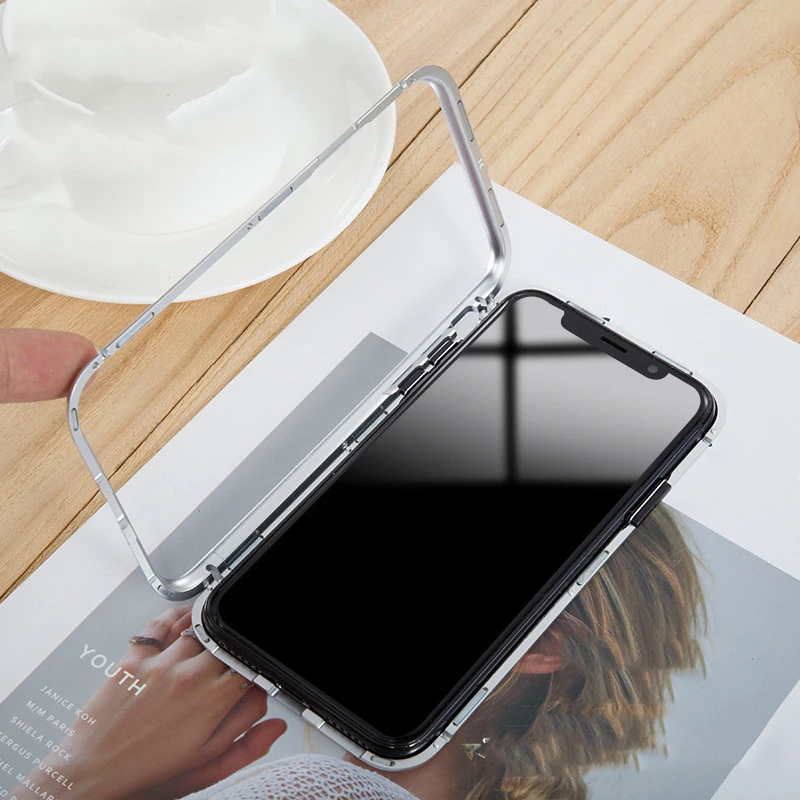 Magnetic Adsorption Phone Case For iPhone XS MAX 6 6S Plus Metal Tempered Glass Back Magnet Cases Cover X 8 7 |