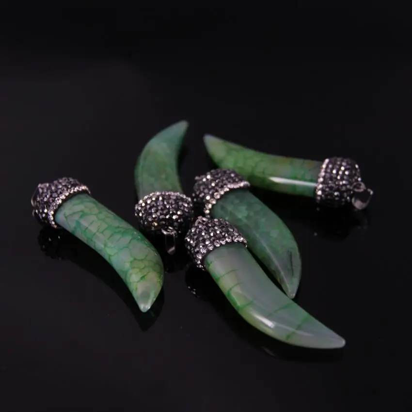 5 шт./лот натуральный с прожилками Агаты гладкие точки стразы зеленые