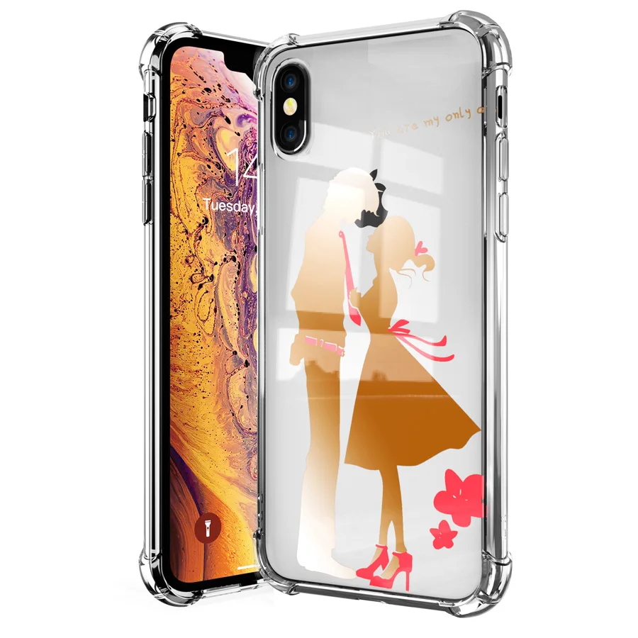 IQD чехол для iPhone X XS Max XR 7 8 6 6 S Plus Shell прозрачные чехлы с узором ультратонкий ТПУ бампер противоударный защитный чехол - Цвет: Couple