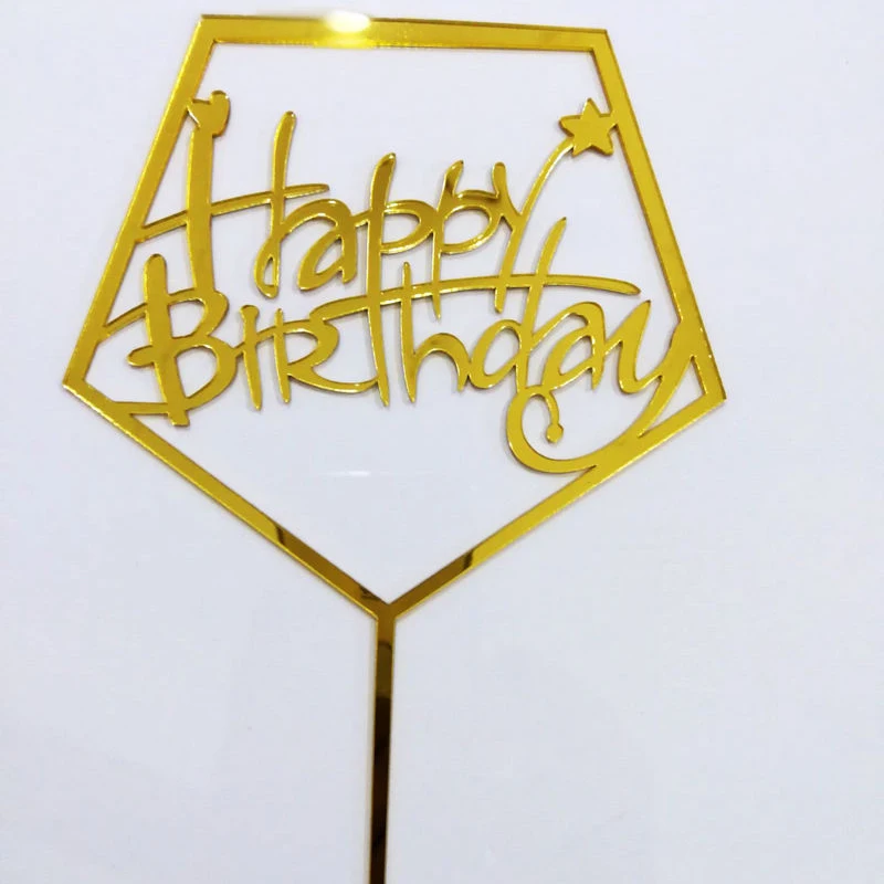 1 pc Acrylic Happy Birthday Love Cake Topper Decoration for Birthday Cupcake Flag Birthday Party Decorative Props Supplies