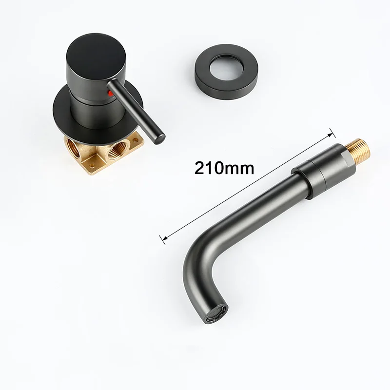 Wall Mounted Gunmetal Basin Faucet Single Handle Mixer Tap Hot Cold Bathroom Water Wholesale Bath Black White Rose Gold Faucet - Цвет: Gunmetal-210MM