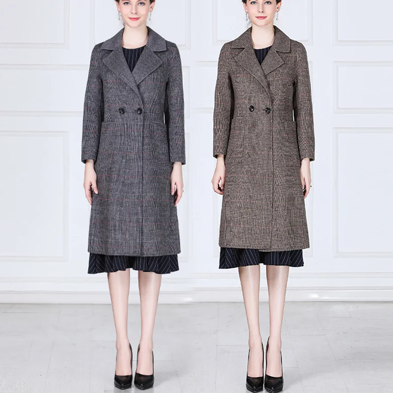 Genuine woolen coat female 2018 winter new long paragraph high-grade wool plaid jacket | Женская одежда