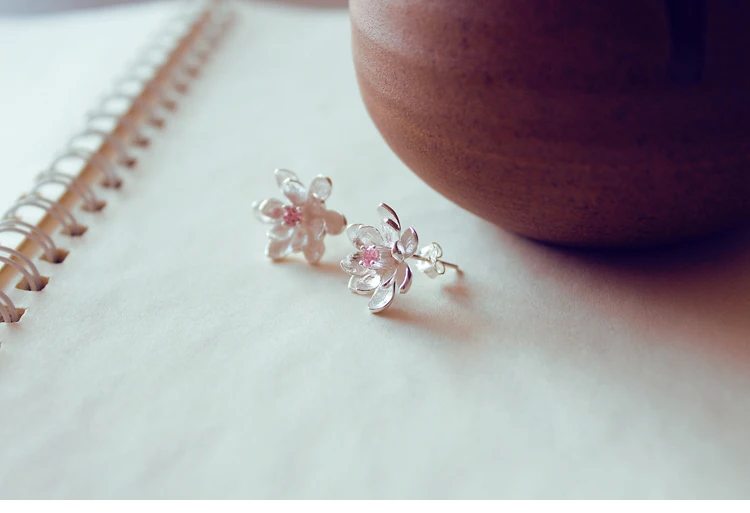 2 шт. цветок лотоса ручной работы серьги стержня уха ювелирные изделия в