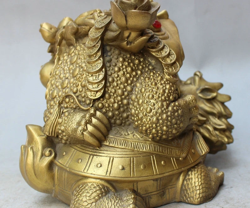10 &quotКитайский латунный феншуй деньги жаба Hoptoad на долголетие Дракон черепаха