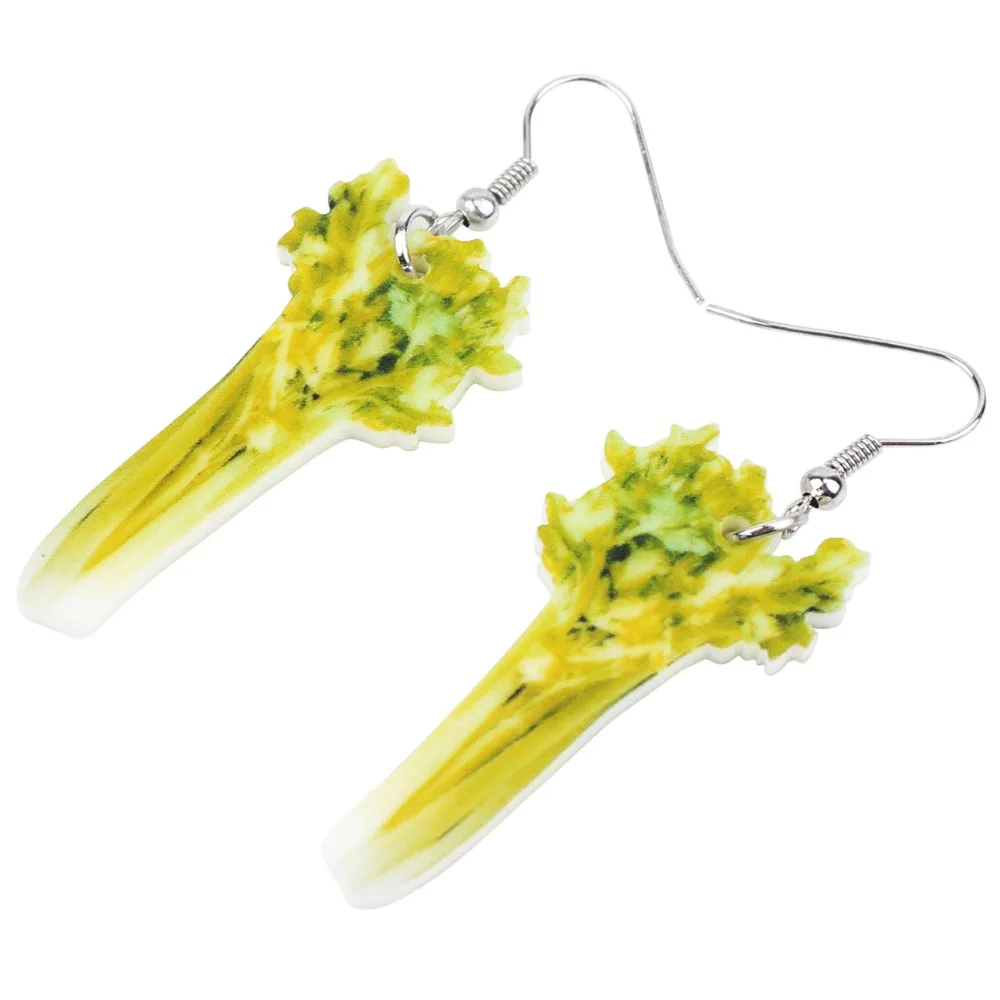 WEVENI Acrylic Fresh Celery Earrings New Long Dangle Drop Fashion Vegetable Jewelry For Women Girls Bijoux Female Gift Dropship | Украшения