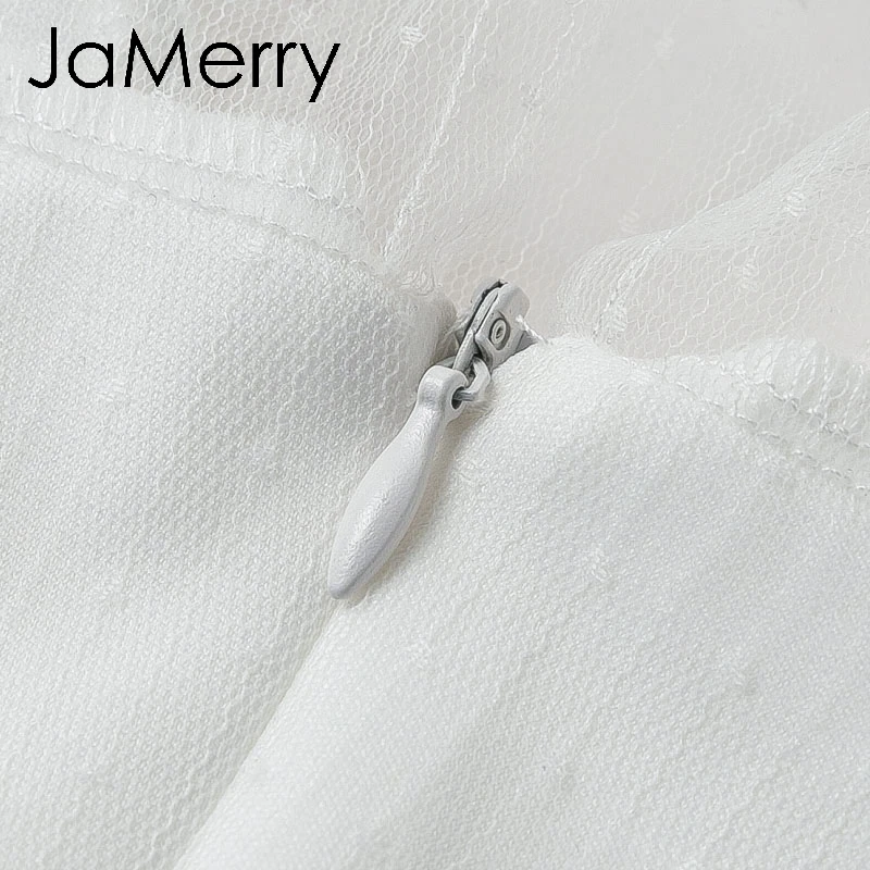 JaMerry, винтажное, сексуальное, Сетчатое, в горошек, женское, белое платье, летнее, с длинным рукавом, облегающее, короткое, мини платье, элегантное, для знаменитостей, для вечеринки