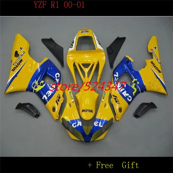 

camel + For 00-01 YZFR1 00 01 YZF1000 YZF R1 YZF 1000 YZF-R1 R1 2000 2001 Fairings blue yellow