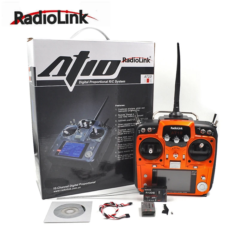 

RC Radiolink AT10 2.4G 10CH System With R12DS Radio Transmitter Receiver TX RX Remote Control for Drone Helicopter