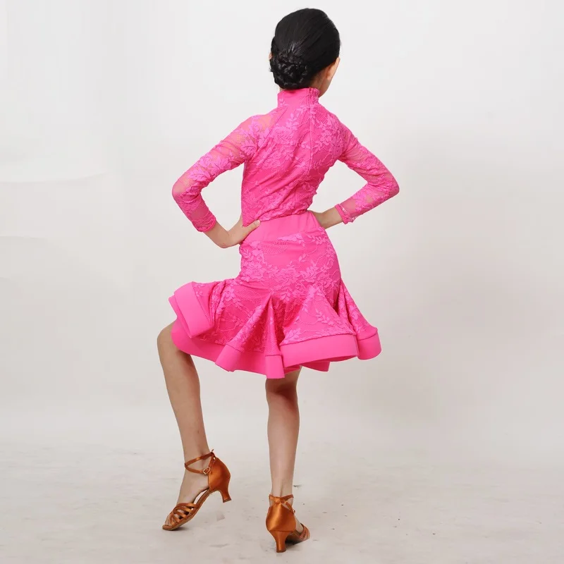 Платье для латиноамериканских танцев девочек детская Одежда топ и юбка