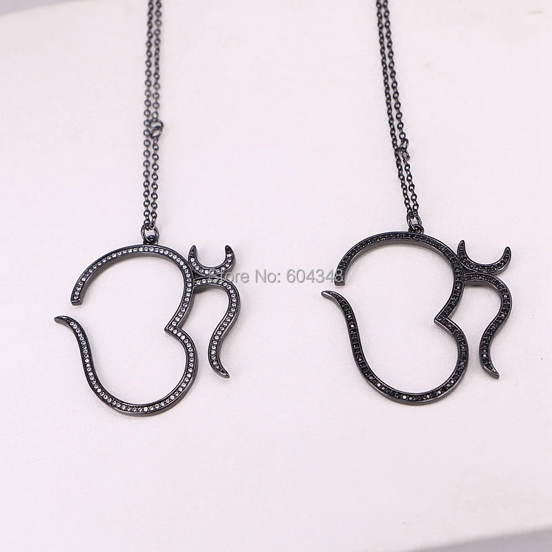 

10 Strands Zyunz Micro Pave White / Black CZ Big Pendant Necklace For Women Jewelry