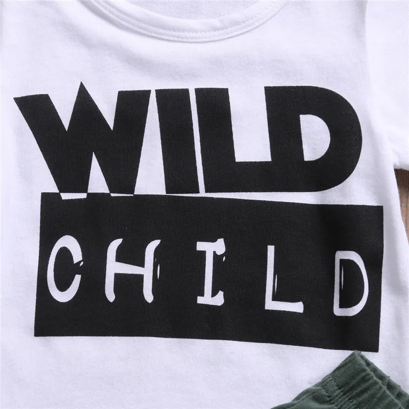 2017 New Summer Cute Toddler Kid Baby Boys Wild Child Short Sleeve White T-shirt Long Harem Pants Outfits Clothes Set | Детская одежда