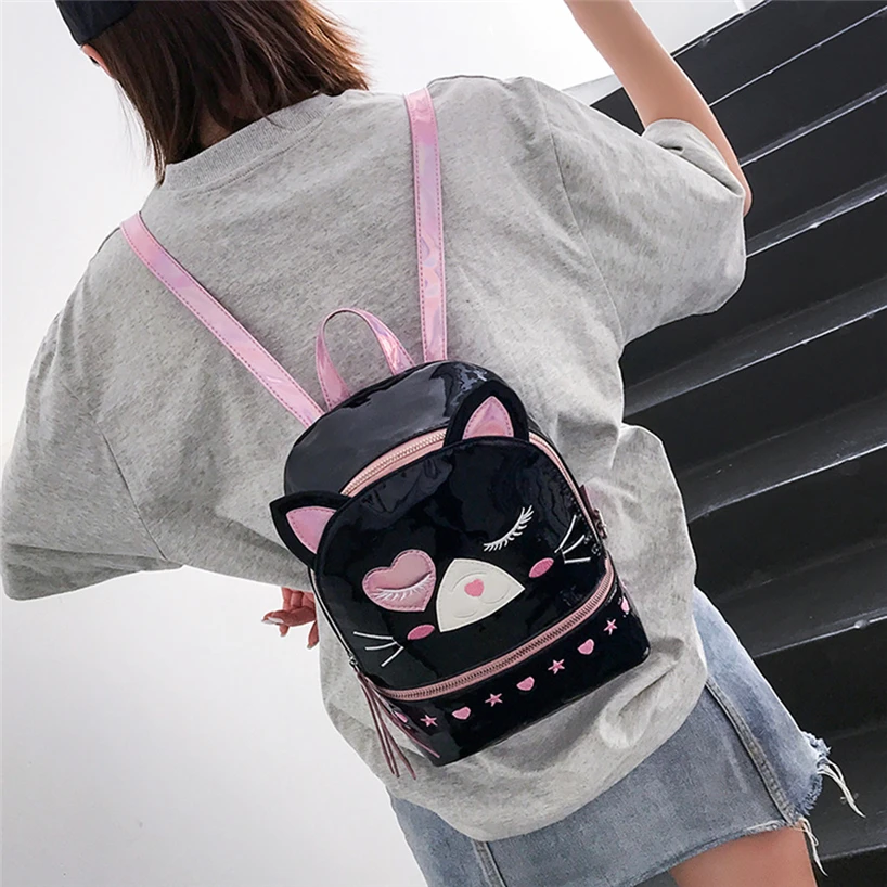 Aelicy милый кот мультфильм рюкзаки для женщин Мода Новые милые школьные сумки для девочек мода лазер личности лазерные рюкзаки водонепроницаемый