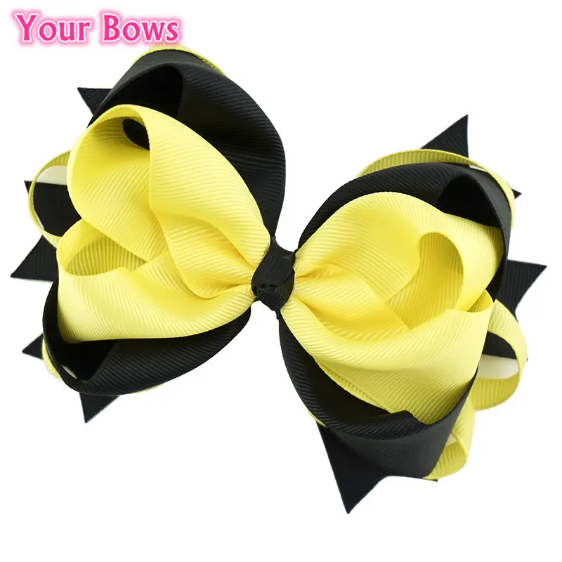 5 дюймов желтые и черные банты для волос зажим девочек Женская повязка на голову