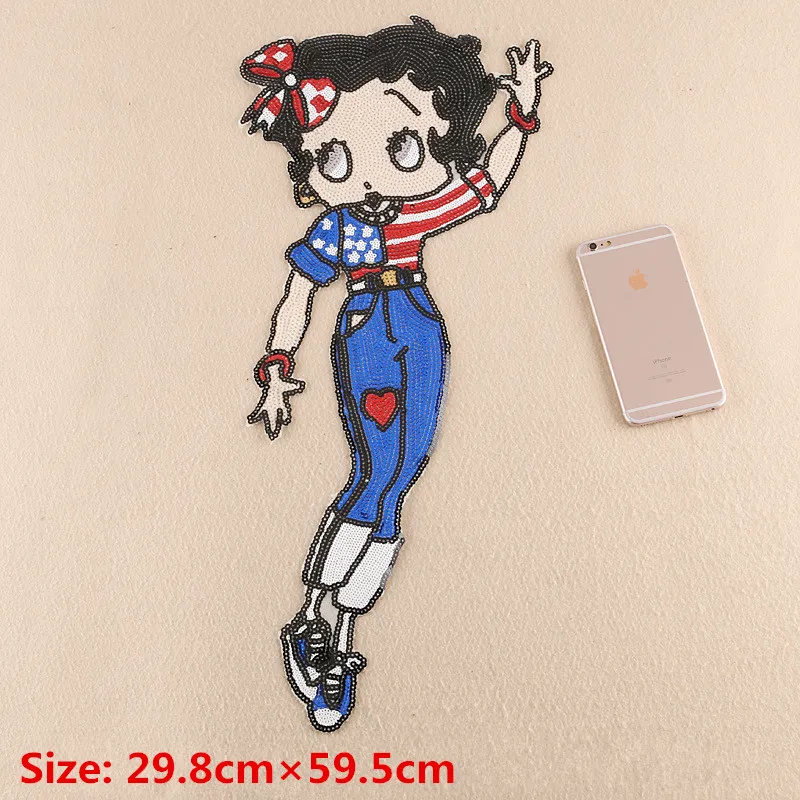1 шт. Betty Boop Соблазнительная девушка с нашитым рисунком героев мультфильмов