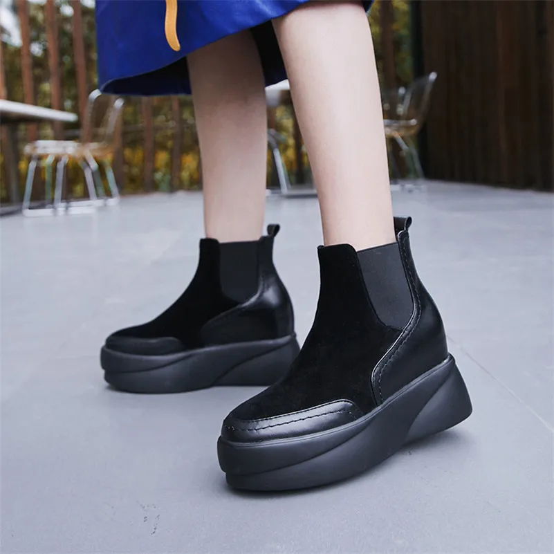 CONASCO/Брендовые женские ботильоны на высокой платформе осенне-зимние Ботинки martin из натуральной кожи в стиле панк женские вечерние туфли-лодочки