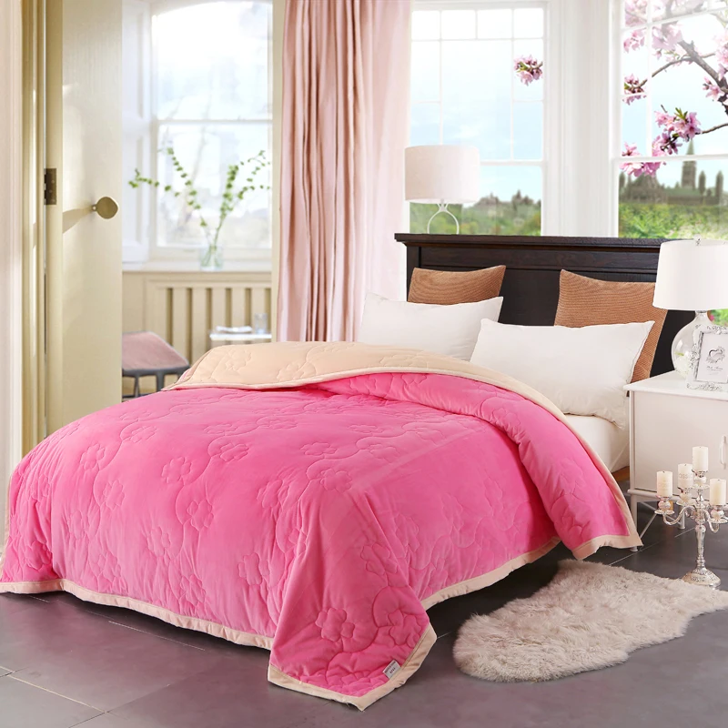 Modern Style Is Pink And Solid Quilted Three Layers With Cotton Quilting Home Textile Air/Sofa/Bedding Throws Flannel Blanket | Дом и сад