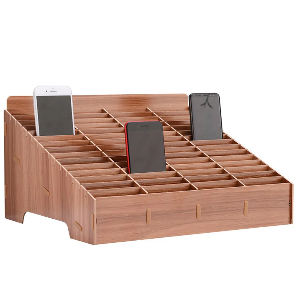 

Multi-grid Wooden Mobile Phone Storage Box Desktop Organizer for Office Classroom DC156
