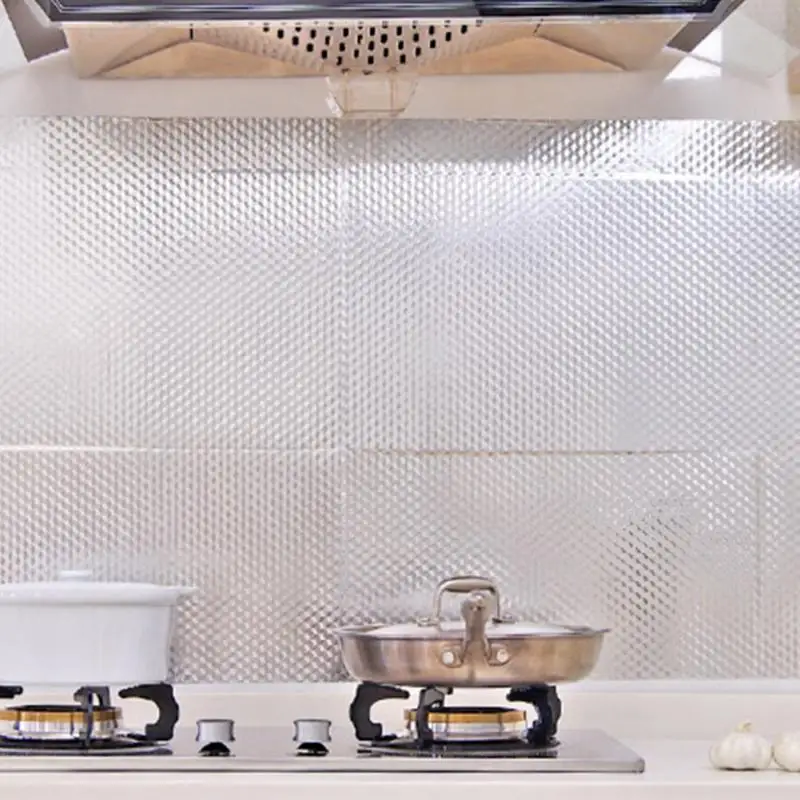 Кухня доказательства масла Водонепроницаемый стены Стикеры Алюминий Фольга