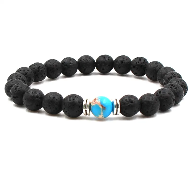 European and American new energy volcanic stone bracelet Chameleon yoga 8mm fine men women SL065 | Украшения и аксессуары