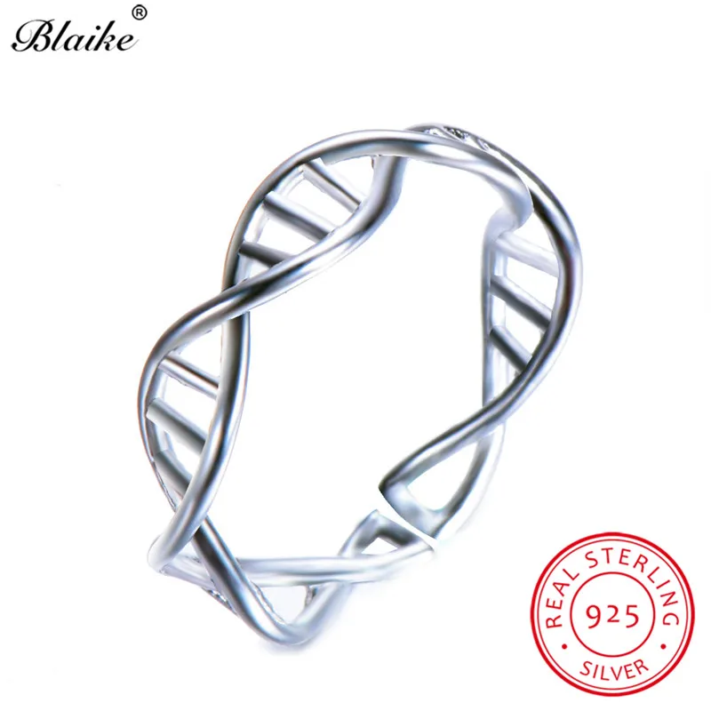 Кольцо Blaike из настоящего серебра 925 пробы с ДНК знаком женские открытые волнистые