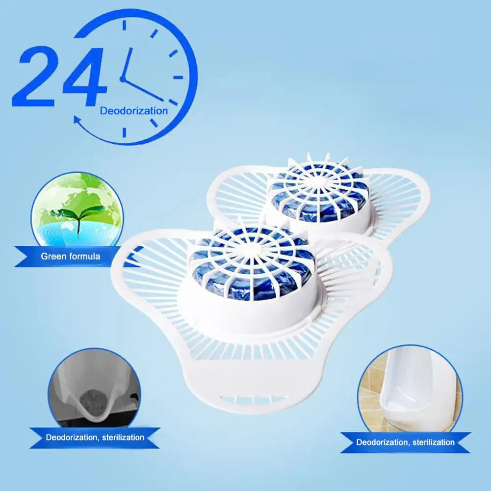 2pcs Triangular Deodorant Block Urinal Odor Remover Toilet Antibacterial Deodorization Cleaning Tool Urinal Fragrance Scent Mat
