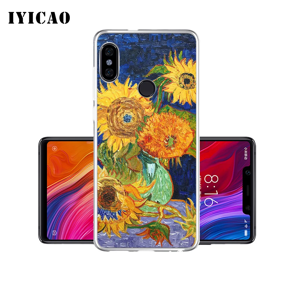 IYICAO Van Gogh Starry Night Sunflower Oil Soft Silicone Phone Case for Xiaomi Mi 9 8 SE 6 A1 A2 Lite F1 MIX2S MIX3 Cover | Мобильные