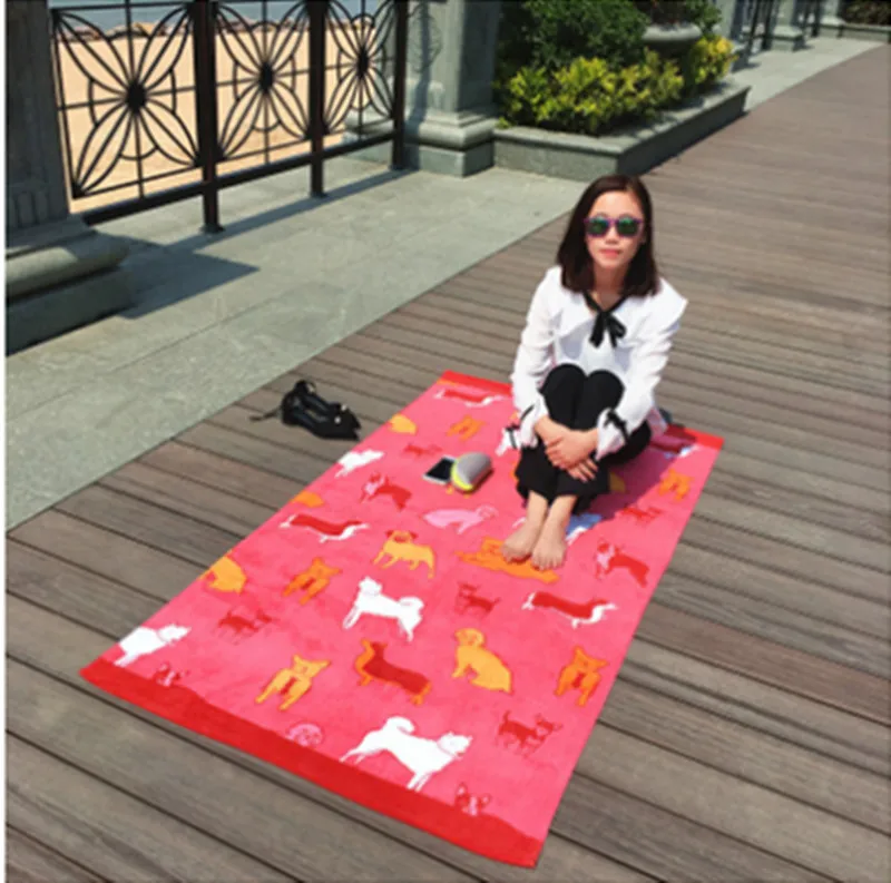 1 шт. 180X95 см европейский и американский пляжный большого размера полотенце для купания хлопок банное полотенце, арбуз маленькая собака кошка печать CR-T55