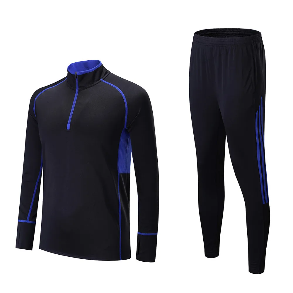 Suit Blue Adsmoney/зимние футболки с длинными рукавами для футбола, мужские тренировочные штаны с карманами, спортивные майки для детей, футбольная рубашка - Цвет: Suit Blue