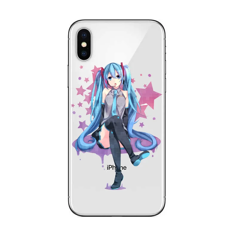 Anime Girl Hatsune Miku cell Phone Cover coque for iPhone Xr 8 7 6 5 5s SE 6S Plus XR XS MAX Soft silicone |