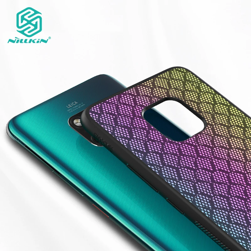 Чехол NILLKIN для huawei mate 20 Pro тканая полиэфирная сетка в виде ракушки цветной Блестящий голографический градиентный светоотражающий черный чехол - Цвет: Rainbow
