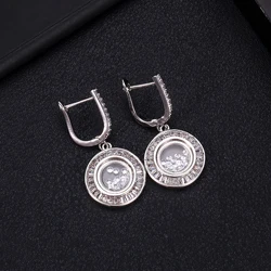 PLATINUM PLATED Accking Роскошные элегантные серьги с кубическим цирконием для женщин Свадебные ювелирные изделия вечерние - Окраска металла: PLATINUM PLATED