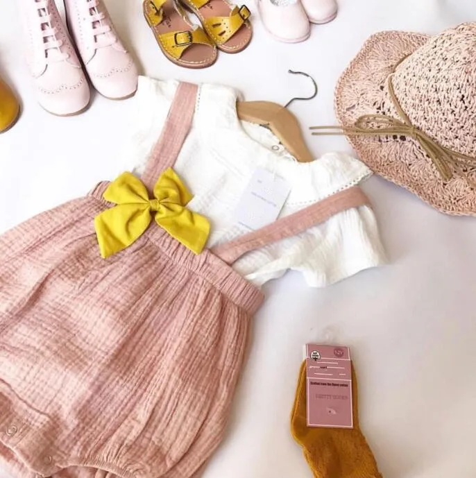 Ins/Лидер продаж летний льняной комбинезон для маленьких девочек | Детская одежда