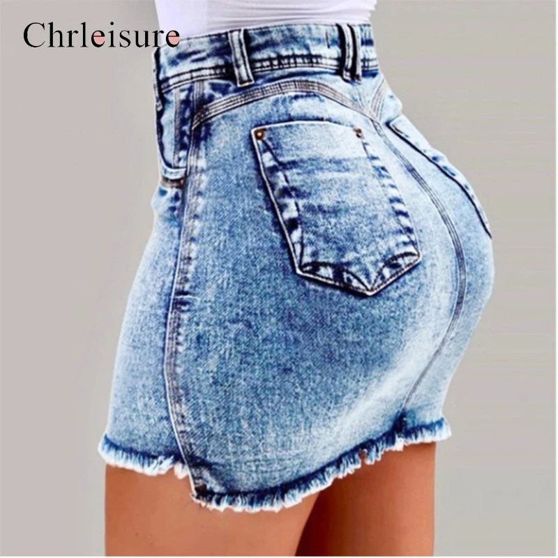 Женская джинсовая юбка Chrleisure облегающая короткая из денима с высокой талией и