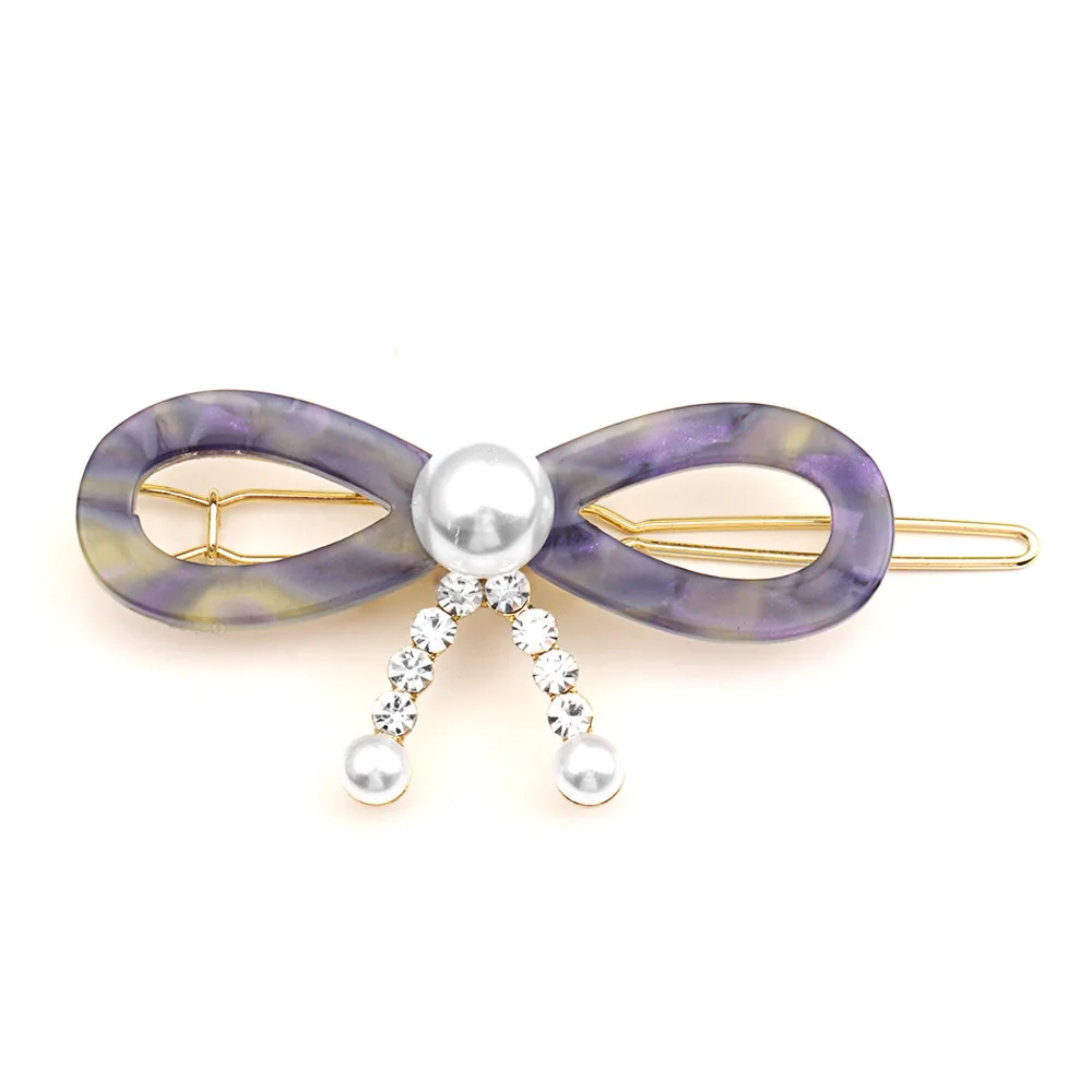 purple 1 шт. новые корейские винтажные уксусная кислота Акриловые зажимы для волос шпилька-бант полые бант заколки для волос милые аксессуары для волос для женщин - Цвет: purple