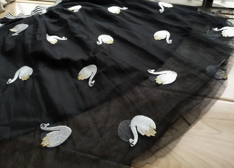 Летняя одежда для девочек сетчатая юбка с вышивкой лебедя комплект одежды из 2 предметов для девочек-подростков 8, 10, 12, 14, 15 лет