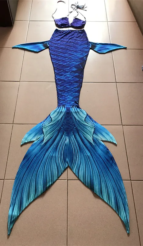 tail with flipper Детский Костюм Русалки с монофином для взрослых, Женский маскарадный костюм, купальный костюм - Цвет: tail with flipper