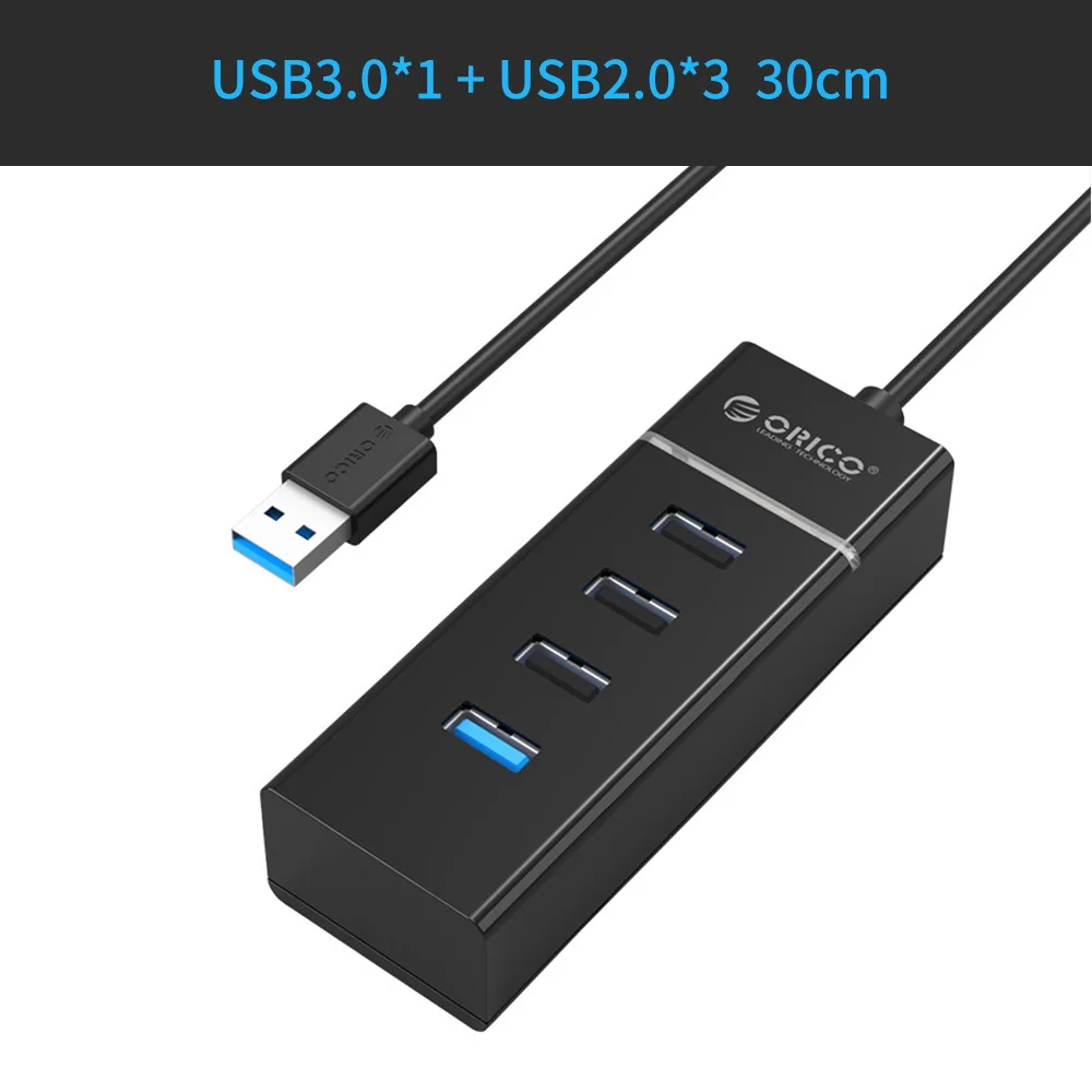 ORICO 4 порта USB3.0 и USB2.0 концентратор для ноутбука MacBook планшетный компьютер OTG usb-хаб-черный - Цвет: W6PH4-U32