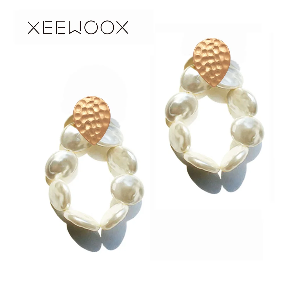 XEEWOOX 2019 Boho Retro circular Pearl Earrings Romantic Designer Gold Grace Creative Drop For Women Gift | Украшения и