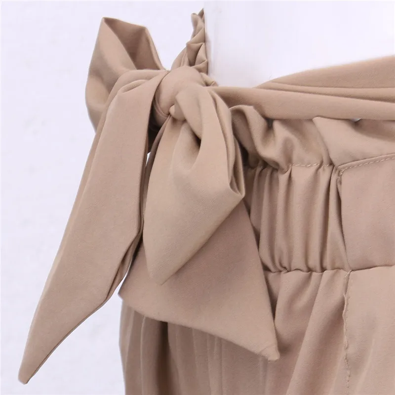 Осенние повседневные женские длинные брюки с высокой талией эластичные