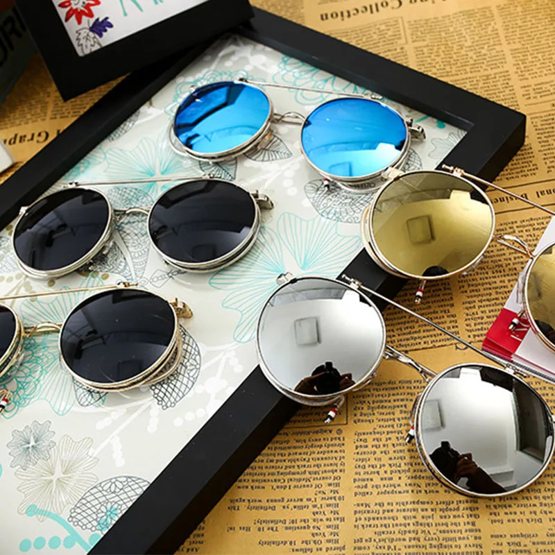 Винтажные стимпанк Солнцезащитные очки мужские круглые дизайнерские паровые