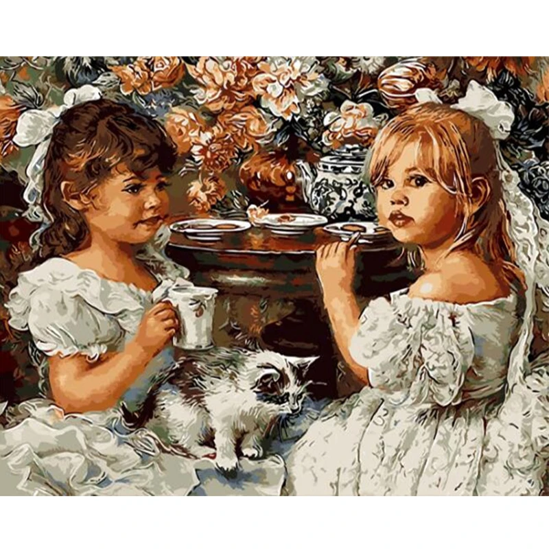 Girls ➯ternoon tea.DIY Coloring Paint By number Tools picture Beautiful Painting Numbers Surprise Gift art supplies dropshi | Дом и сад