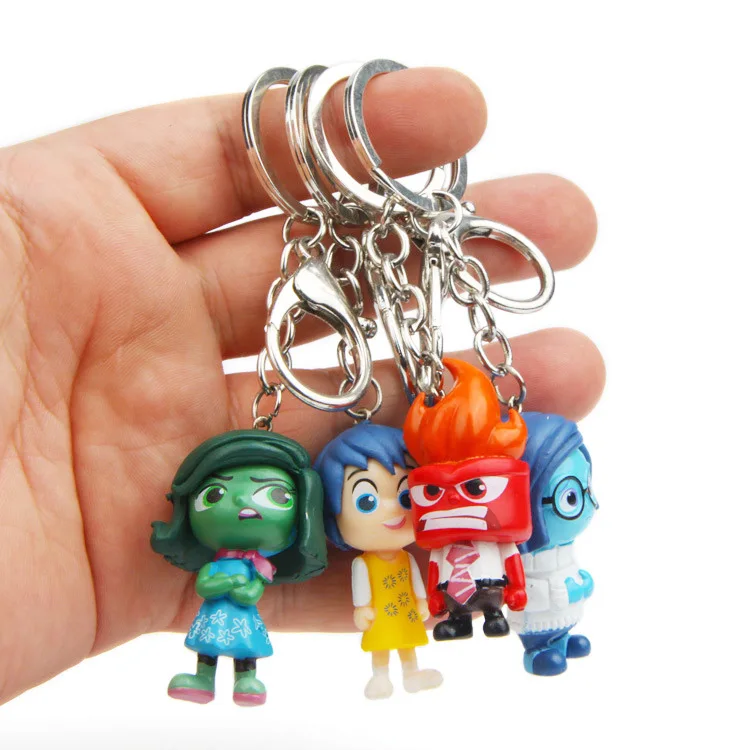 4 шт./лот игрушки из ПВХ с брелоком мультфильма печаль страх радость восторг гнев