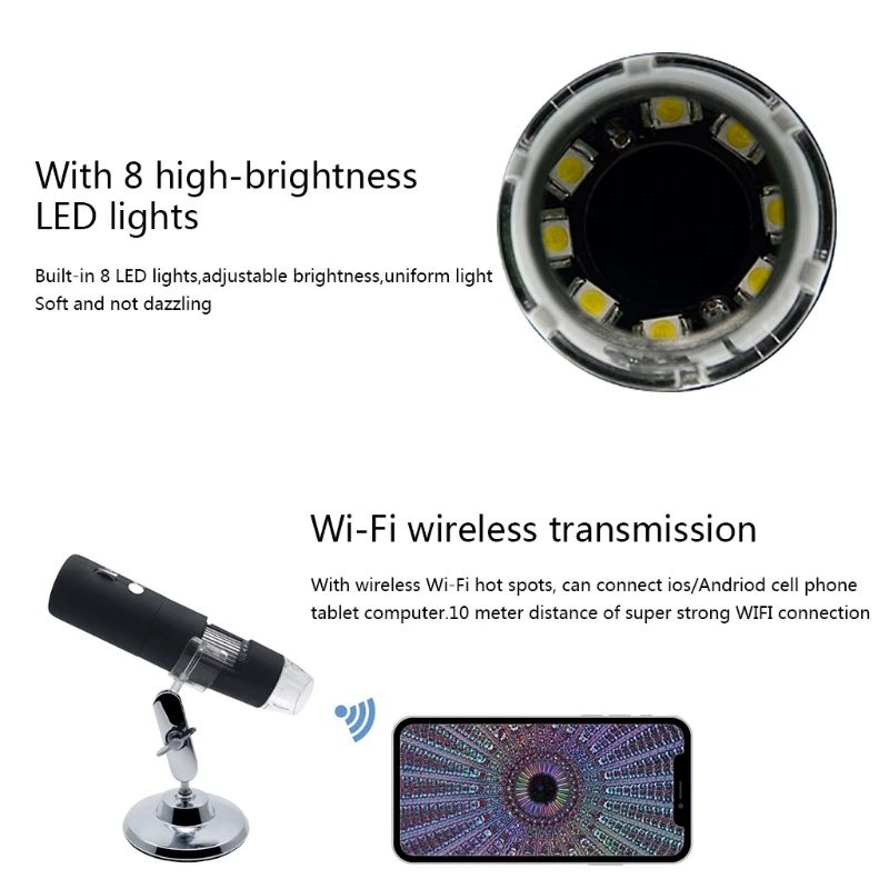1080P WIFI цифровой 1000x микроскоп Лупа камера для Android ios iPhone iPad