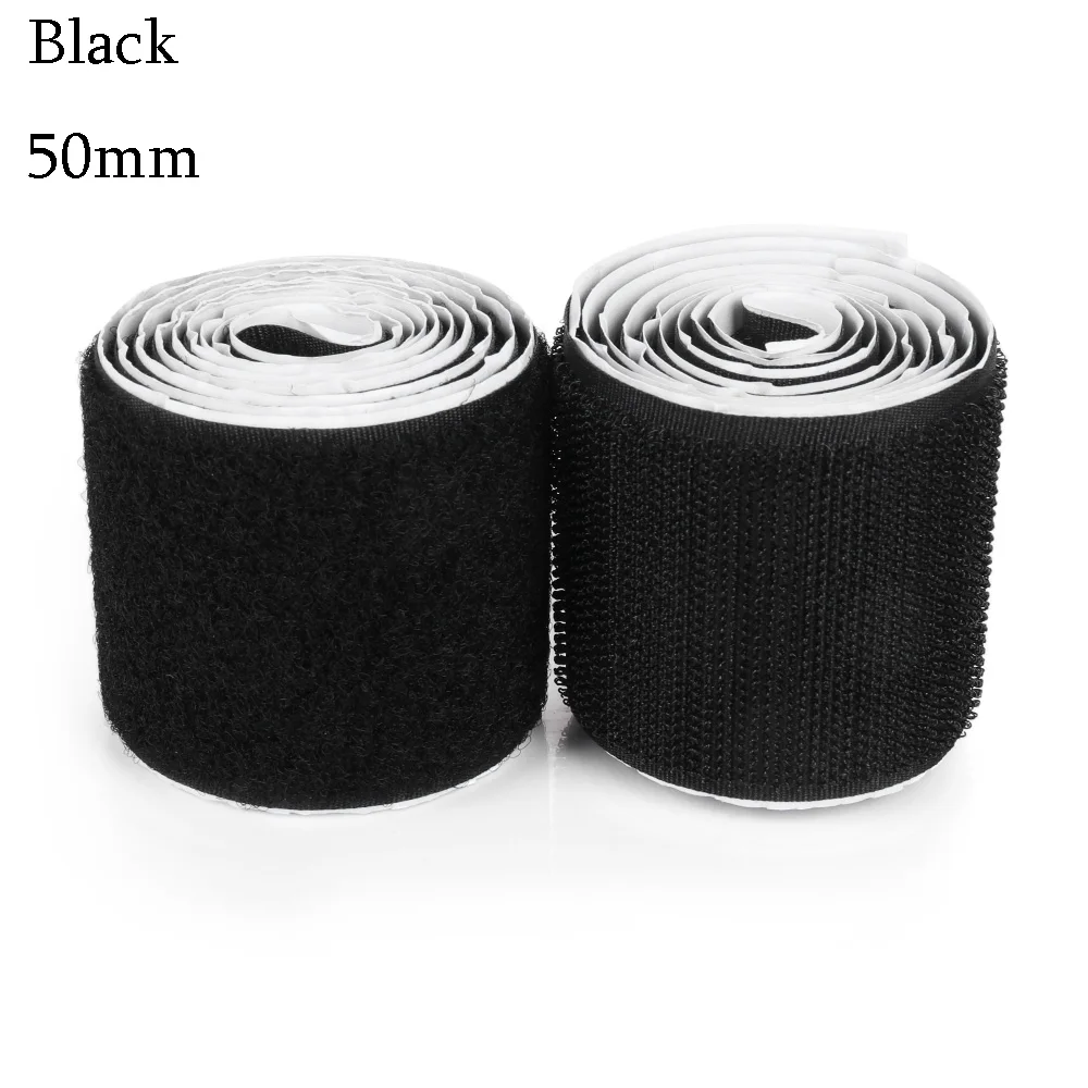 50MM-black 1 метр Прочный Крюк и петля крепежная лента Волшебная нейлоновая наклейка клейкий ремешок петли диски липучка кабельные стяжки гаджет - Цвет: 50MM-black