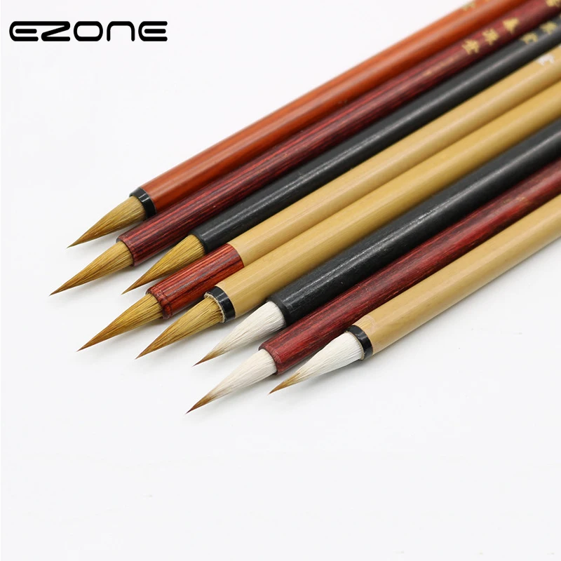 Кисть EZONE с волчьей шерстью для письма, ручка из красного сандалового дерева, кисти для китайской каллиграфии, ручка, художественная живопис...