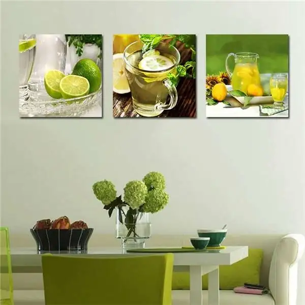 3 Панель современные печатные фрукты картина с лимонами Картина на холсте Kicthen
