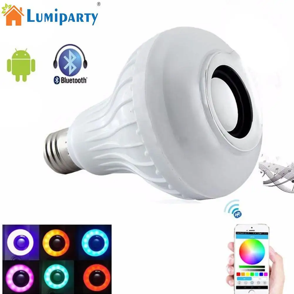 Умная E27 RGB Bluetooth Колонка Светодиодная лампа 12 Вт музыка игра диммируемая